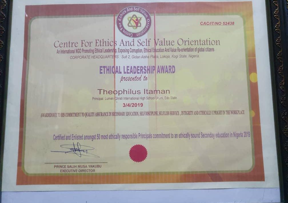Ethical Leadership Awards by Centre for Ethics and Self Value Orientation