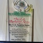 Award of Meritorious Service by Lumen Christi International High School
